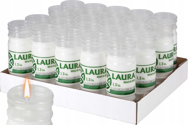 Laura L3 značkový parafínový vklad do lampášov - 24 kusov, horenie až 54 hodín